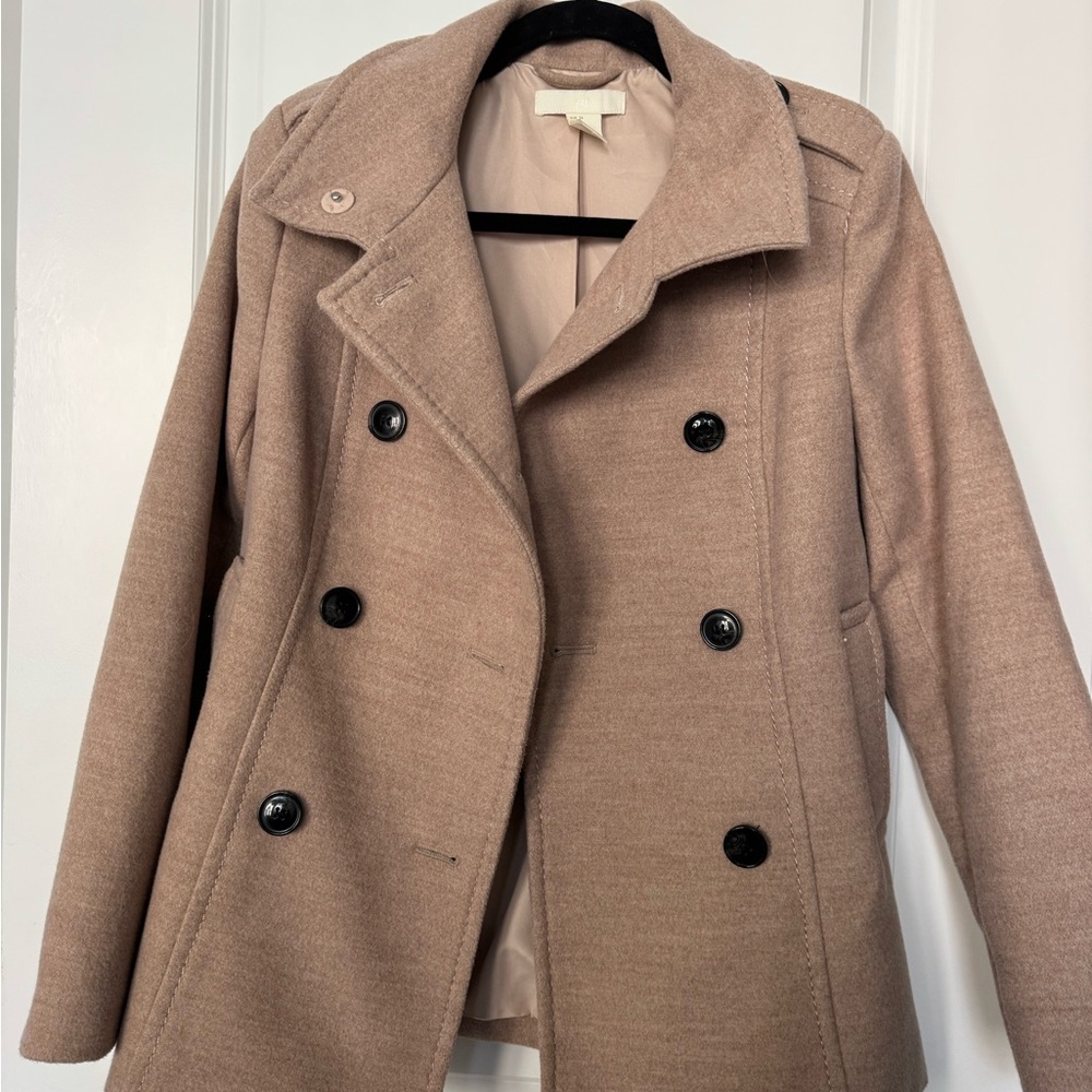 Women's Tan Double-Breasted Peacoat